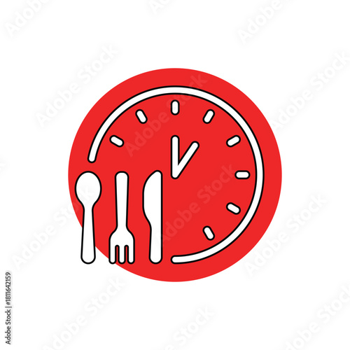 Lunch Time Vector  Icon illustration.