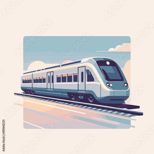 fast train flat illustration