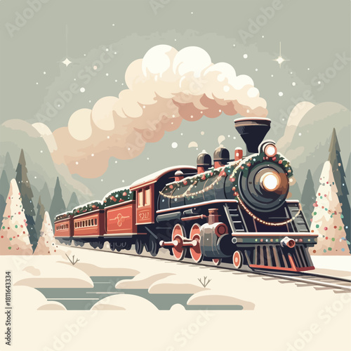 fast train flat illustration
