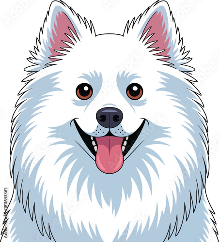 Cute cartoon a illustrator vector American Eskimo Dog