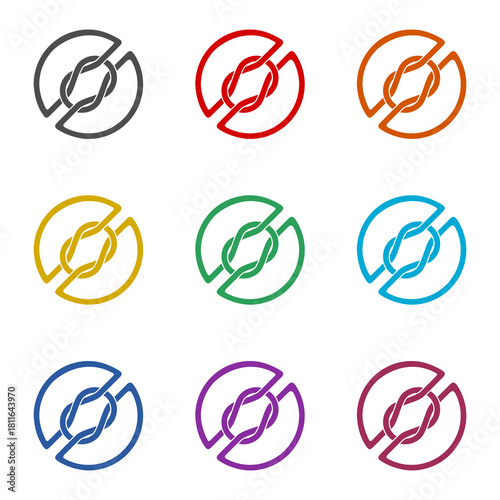 Rope knot circle icon isolated on white background. Set icons colorful