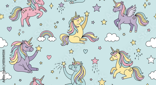 Magical Unicorns and Celestial Dreams: A Seamless Pattern for Enchanting Designs and Creative