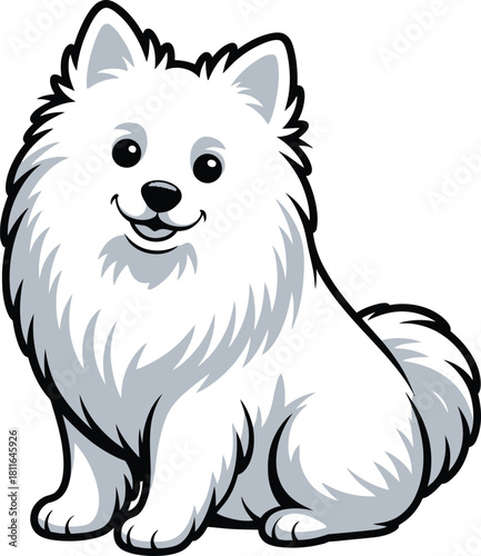 Cute cartoon a illustrator vector American Eskimo Dog