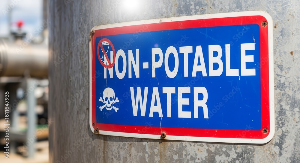 Obraz premium Non-Potable Water Warning Sign: Hazards and Prohibition In Industrial Settings