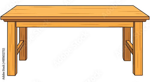 Wooden Table Cartoon Illustration Isolated on White Background in Vector Format