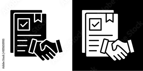 Contract Agreement  Icon Set White Style Collection
