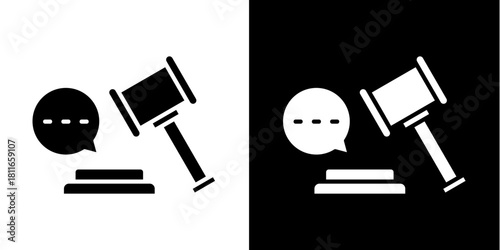 Courtroom Verdict  Icon Set White Style Collection
