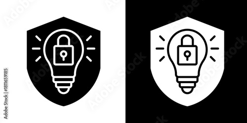 Intellectual Property Protection  Icon Set White Style Collection
