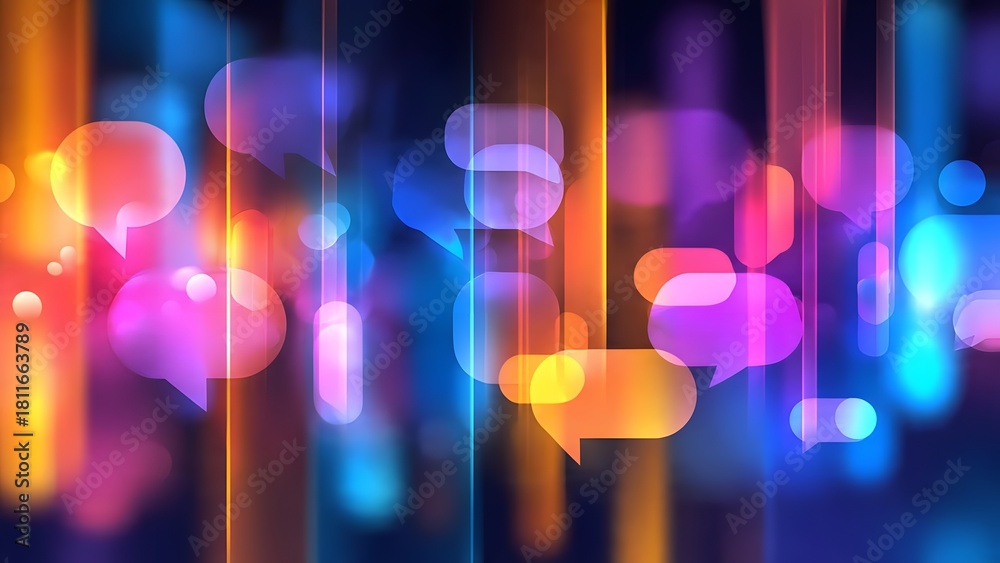 © Hossen - Vibrant speech bubbles, social media engagement trend