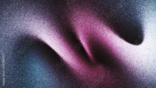 Soft grainy gradient background created from thousands of individual dots. Expressive dynamic grainy texture with smooth waves. Softly shifting grainy gradient with curved surface merging into shadow