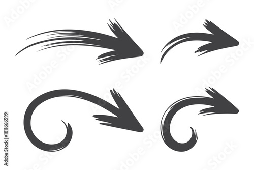 Hand drawn brushstroke directional arrows