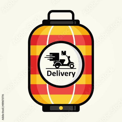 Delivery Service Icon Scooter and Lantern Illustration for Express Package Shipping