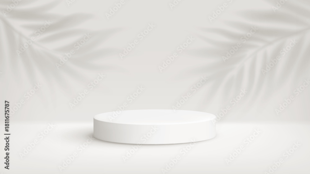 Naklejka premium White Circular Pedestal In Bright Studio For Product Display And Minimalist Background Photography Vector Illustration Background