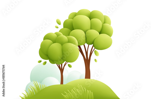 Bright Green Tree Landscape Vector Illustration Background For Nature Scene Stock Photo Creativity And Hope