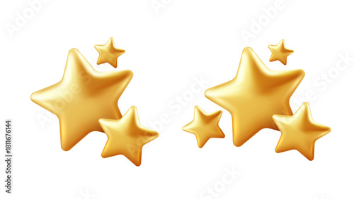 Golden Star Cluster with Smaller Stars Bright Celebration Award Symbols Luxurious Shine Vector Illustration Background