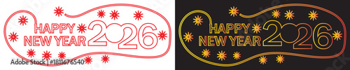 Happy New Year 2026 festive vector. decorative Happy New Year 2026 vector illustrations in varied colors and styles, ideal for seasonal greetings, celebration graphics,EPS10/AI. 