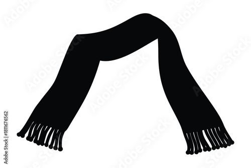 scarf silhouette vector, winter scarf black silhouette vector