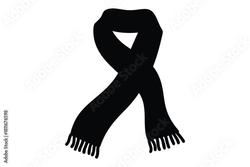 scarf silhouette vector, winter scarf black silhouette vector