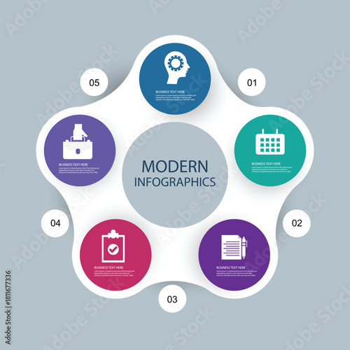 Modern Infographic 5 Options with Circular Cycle