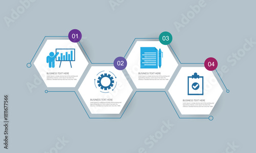 Presentation hexagonal Infographic template with 4 options