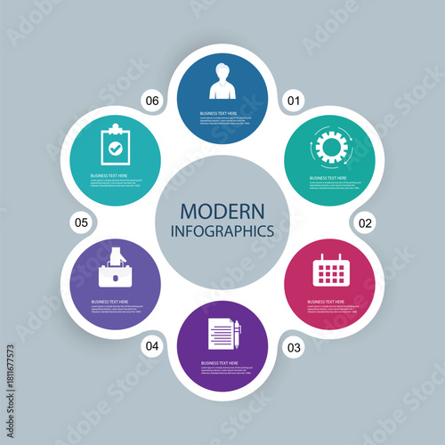 Modern Infographic 6 Options with Circular Cycle