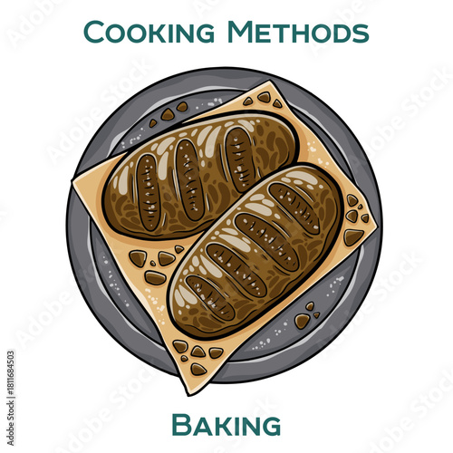 Baking. Cooking methods. Hand-drawn vector illustration.