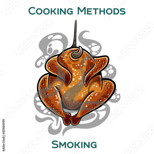 Smoking. Cooking methods. Hand-drawn vector illustration.