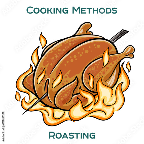 Roasting. Cooking methods. Hand-drawn vector illustration.