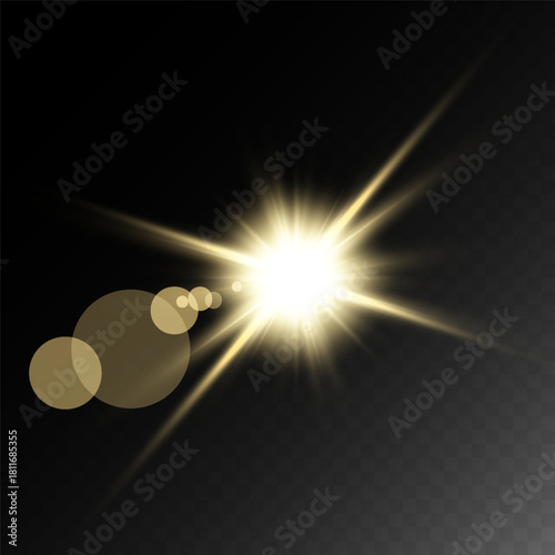 Realistic Sun Light Rays Effect on Transparent Background
