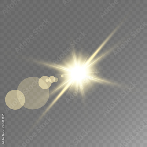 Realistic Sun Light Rays Effect on Transparent Background
