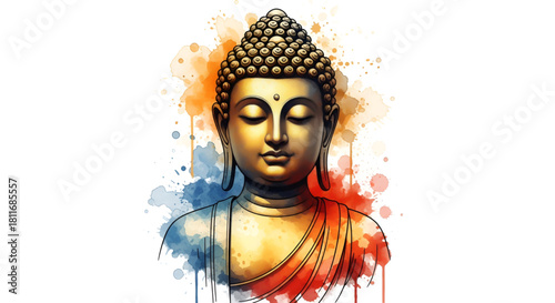Lord buddha mediate watercolor style background
