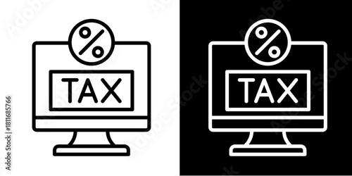 Digital Tax Filing   Icon Set White Style Collection