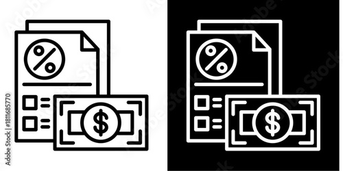 Tax Receipt   Icon Set White Style Collection