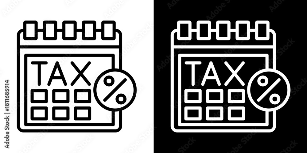 Obraz premium Tax Calendar Icon Set White Style Collection