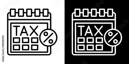 Tax Calendar   Icon Set White Style Collection