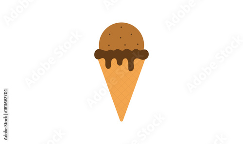 Chocolate cone ice cream vector style.