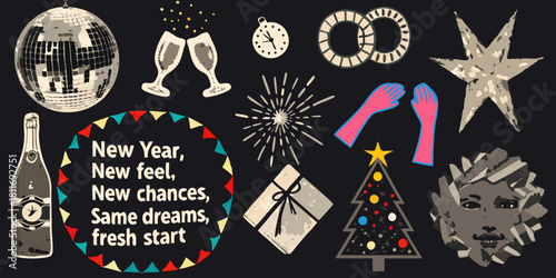 New year s eve celebration with festive elements and positive affirmations