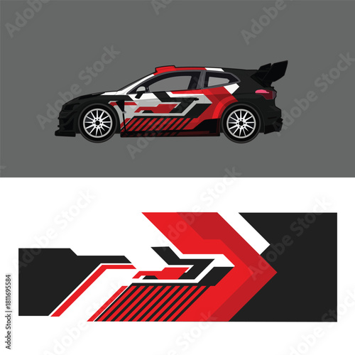 Modern Geometric Hatchback Car Wrap Decal Sticker Graphic Illustration