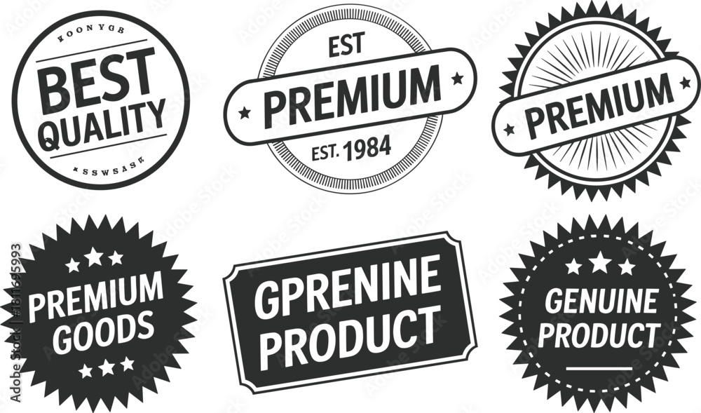 Obraz premium Premium Quality Product and Genuine Goods Labels vector illustration