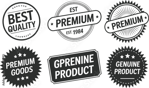 Premium Quality Product and Genuine Goods Labels vector illustration