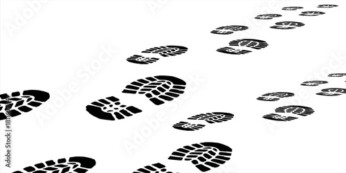 footprint shoe sole tracking path on transparent background, shoe footprint path vector illustration