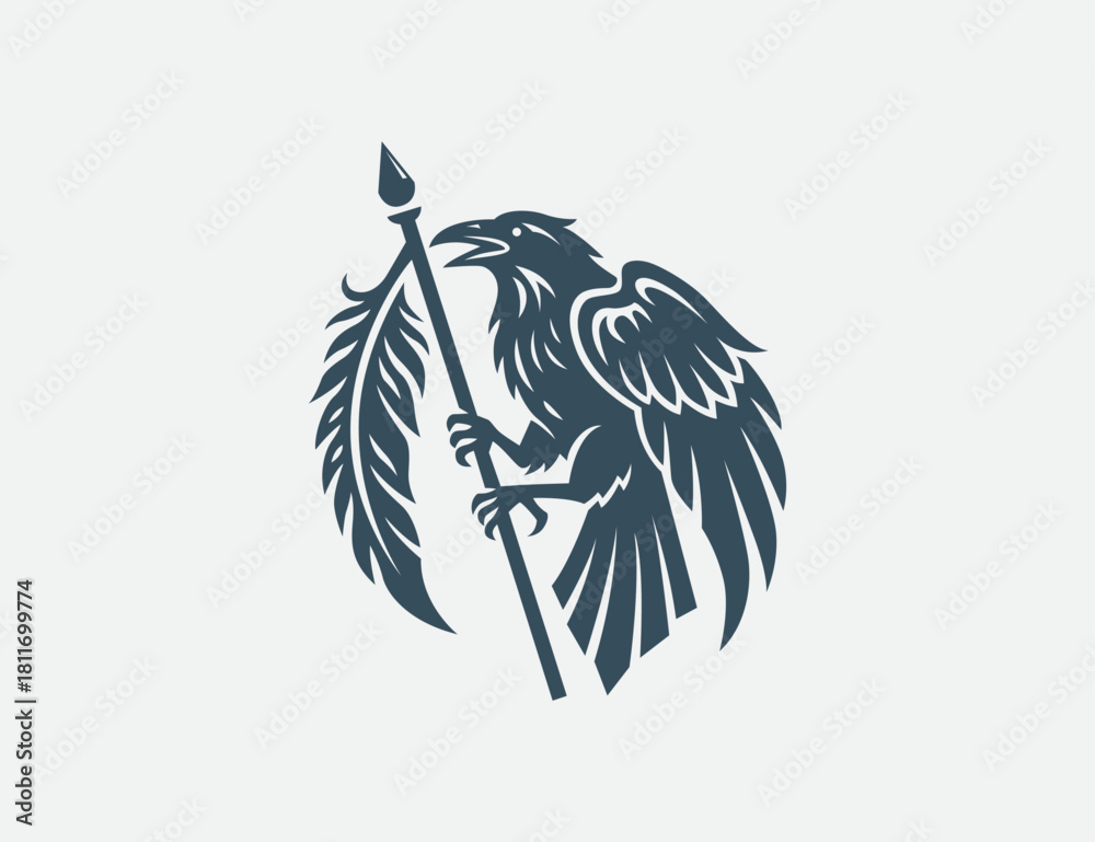 Obraz premium Warrior Crow Spear Logo