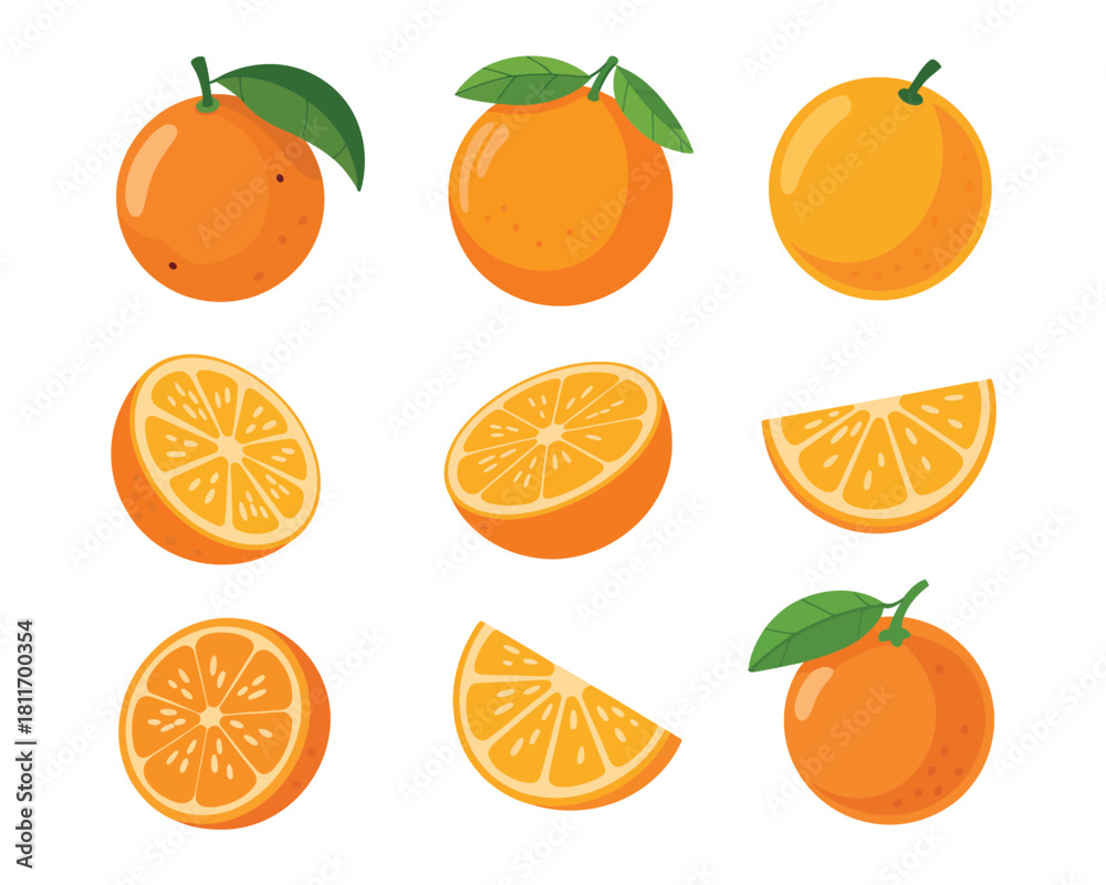 custom made wallpaper toronto digitalCollection of oranges: whole, halved, and sliced, isolated on white