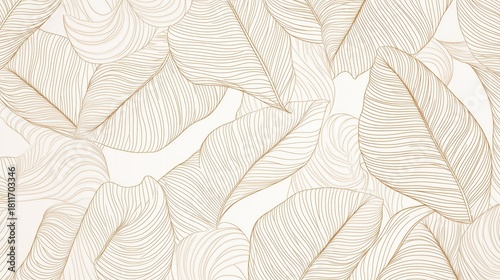 Elegant golden line art of leaves pattern