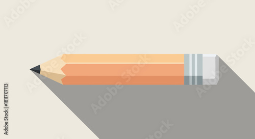Illustrative pencil with eraser, a learning tool for students, graphic design resource for education, back to school concept, vector art for creative projects