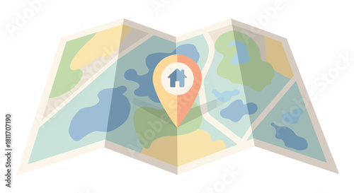 Find your dream home with this helpful map and location pin, perfect for real estate, travel, or adventure needs in a modern, appealing style