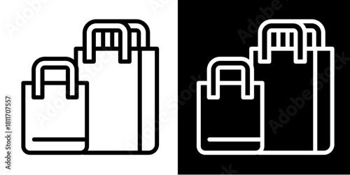 Shopping Bags  Icon Set White Style Collection
