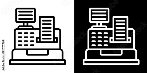 Cash Register  Icon Set White Style Collection
