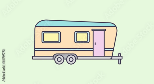 Adorable vintage camper ready for summer adventures, perfect for travel bloggers, camping enthusiasts, and creating a sense of wanderlust and freedom