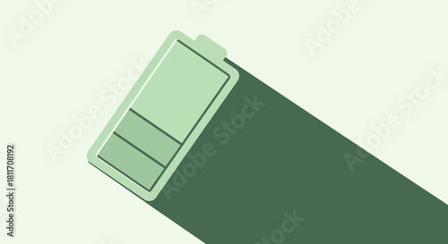 Partially Charged Battery Level Icon with Long Shadow